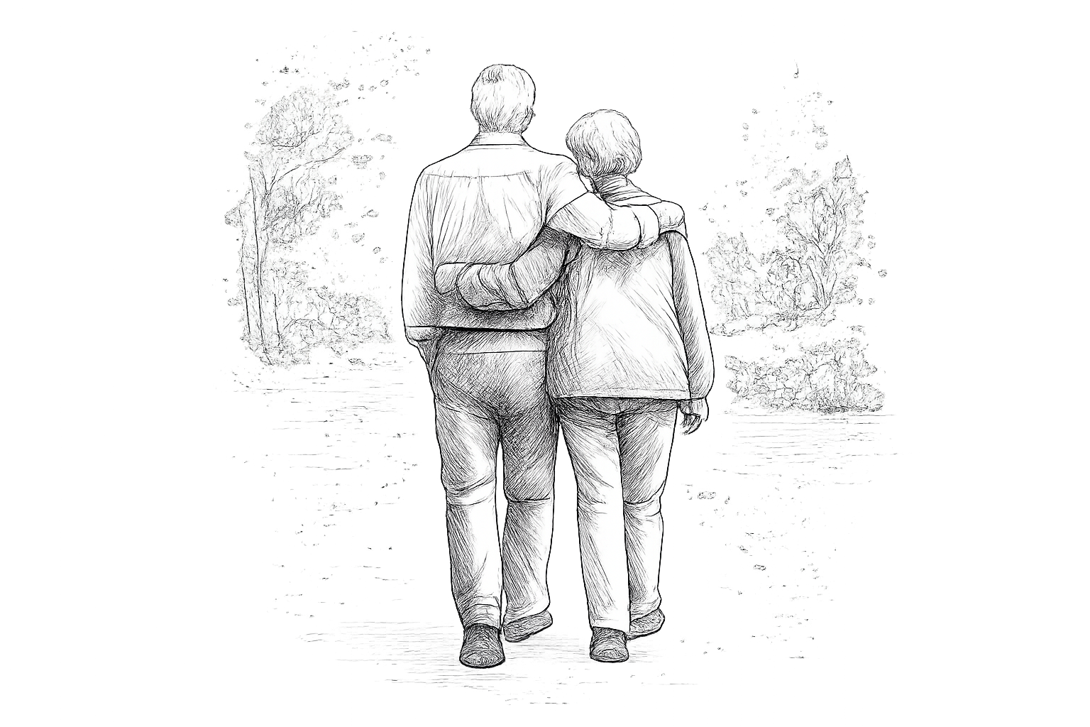 Senior couple walking together